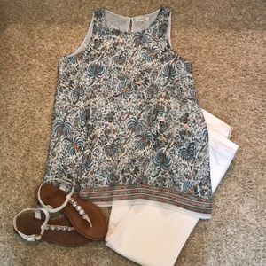 Tropical Print Sleeveless Blouse